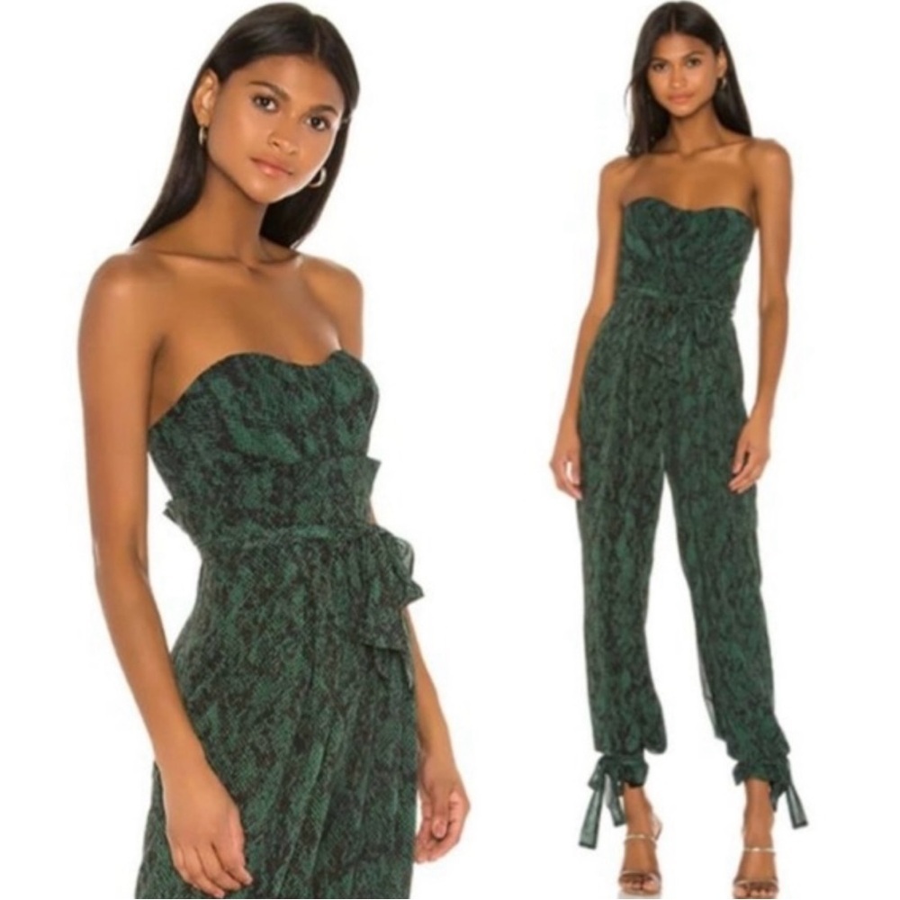 Michael Costello x REVOLVE Jumpsuit Gwendolyn Green Snakeskin